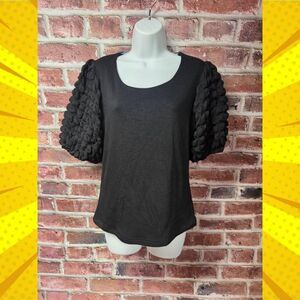 Women's UMGEE Textured‎ Popcorn Sleeves Top Blouse Large